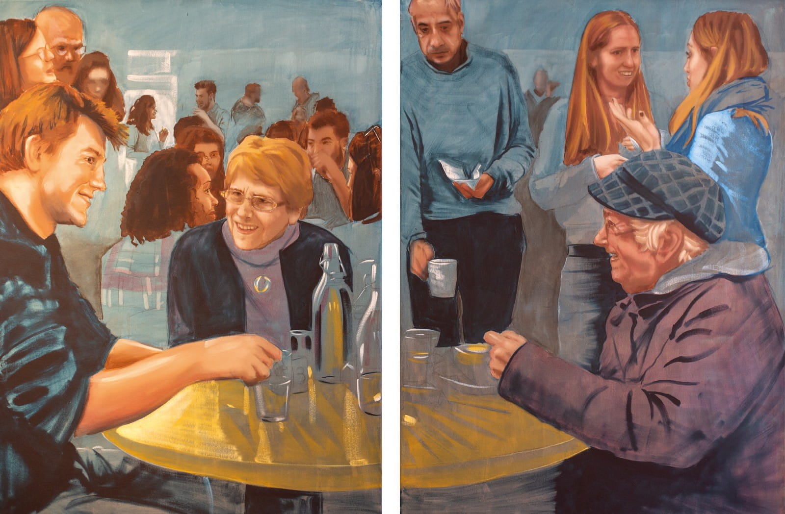 The Great Banquet (The Gospel of Luke, Chapter 14) 2017, Oil on Canvas, 2 canvasses each 30” x 40”